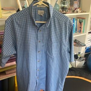 L.L. Bean Light Blue Checkered Shirt